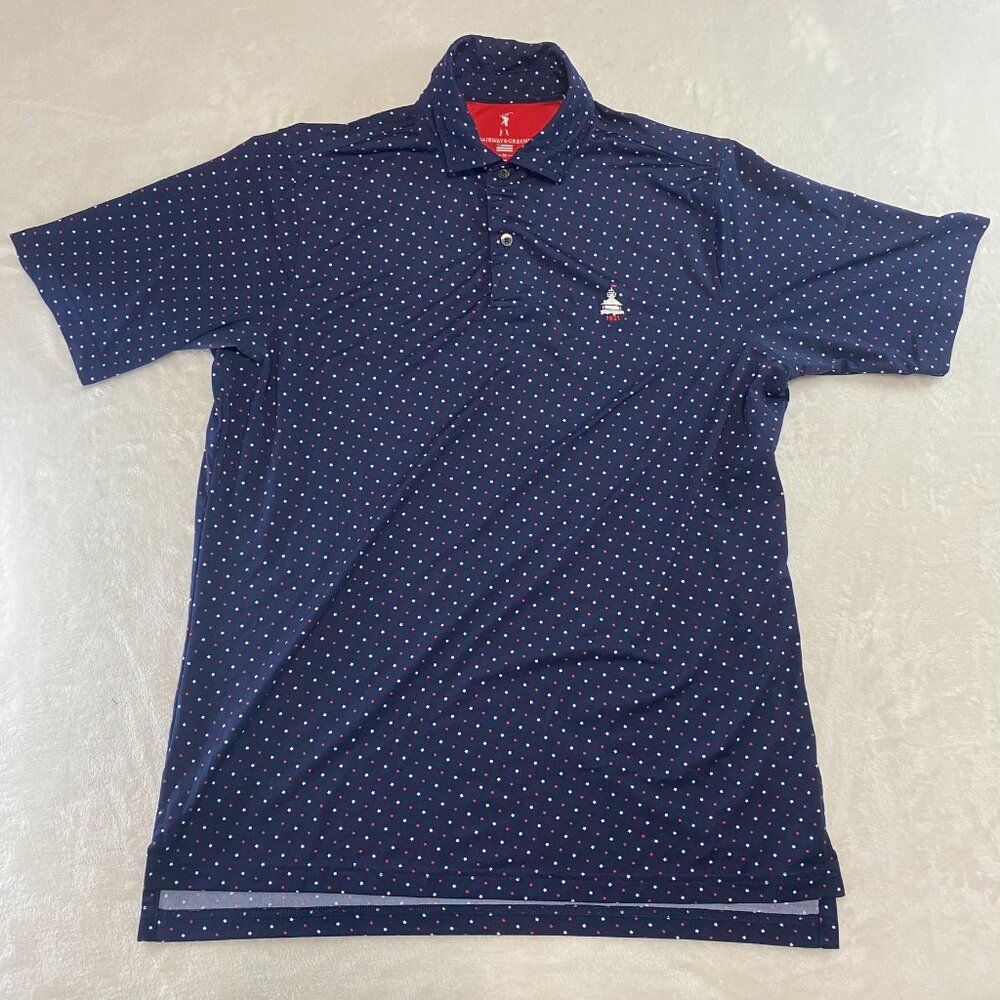 Fairway & Greene Red Blue White Stars Printed Men Golf Polo Shirt M Made USA